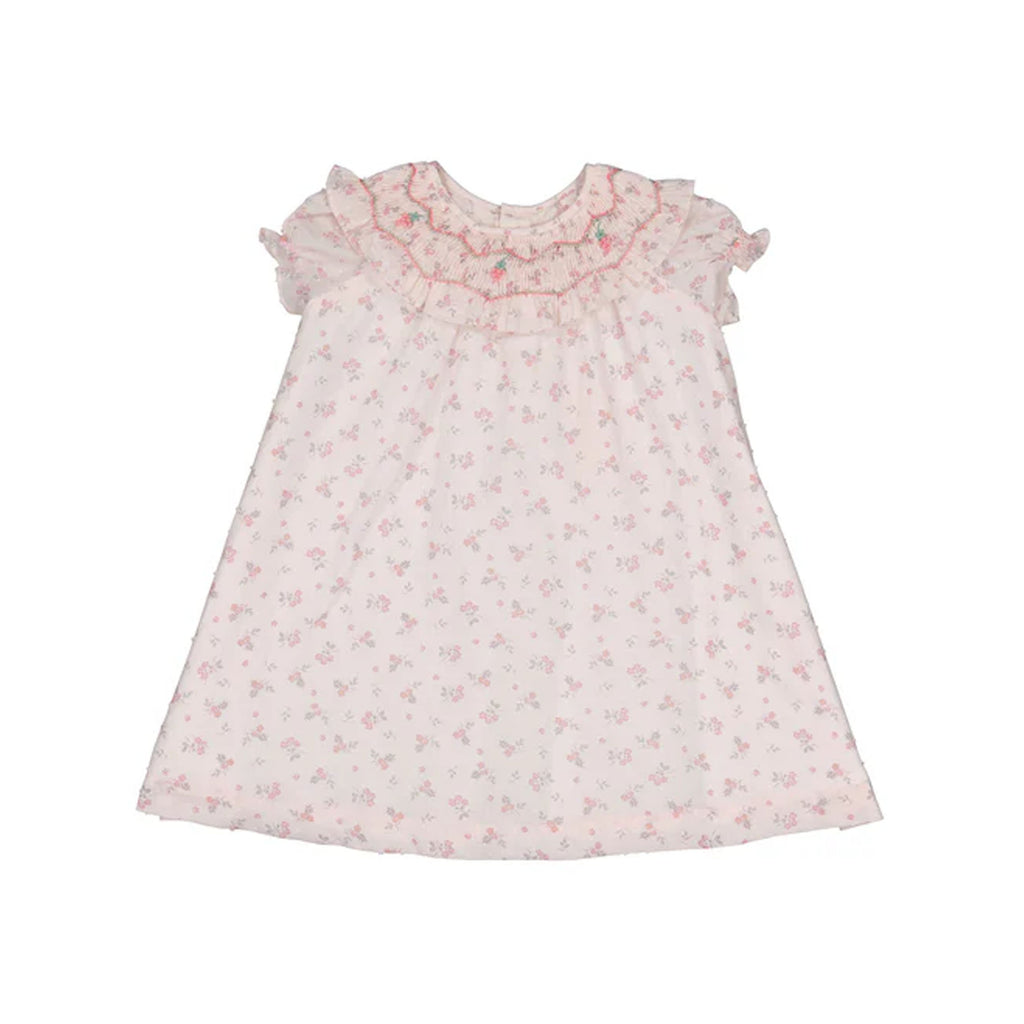 Myrtille Pink Floral Short Sleeve Bishop Dress