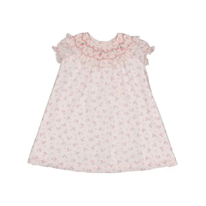 Myrtille Pink Floral Short Sleeve Bishop Dress