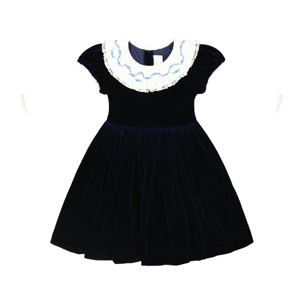 Celestine Navy Velvet Smocked Dress