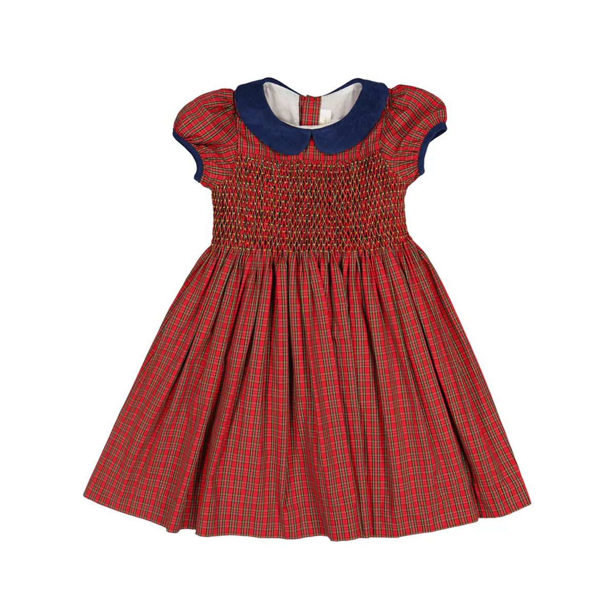 Angelica Red Tartan Short Sleeve Smocked Dress