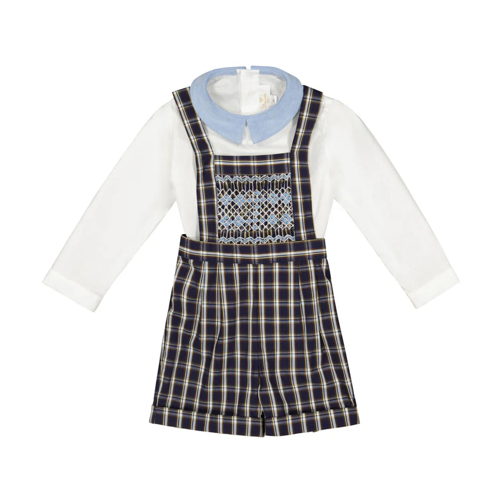 George Navy Tartan Boy Dungaree & Shirt