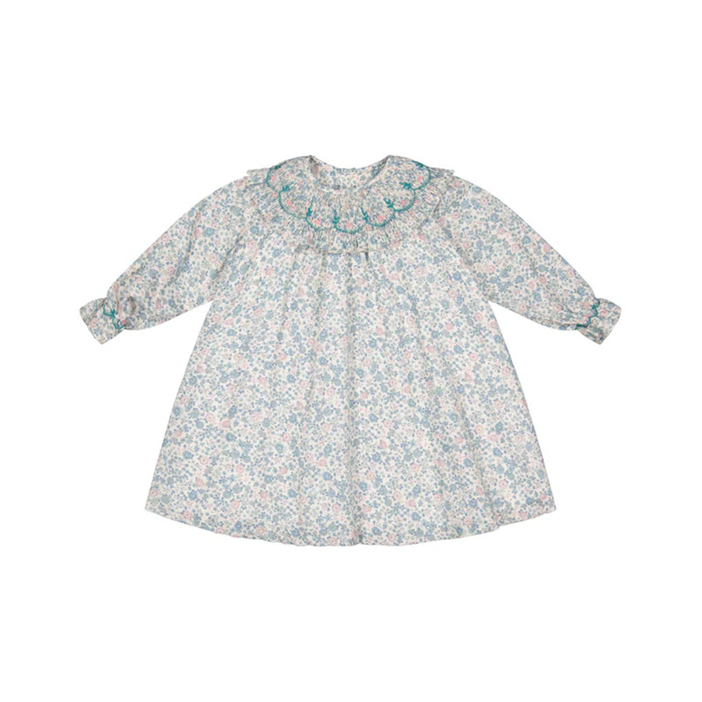 Yse Blue Floral Long Sleeve Bishop Dress and Purse