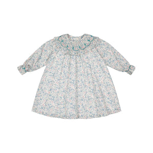 Yse Blue Floral Long Sleeve Bishop Dress and Purse