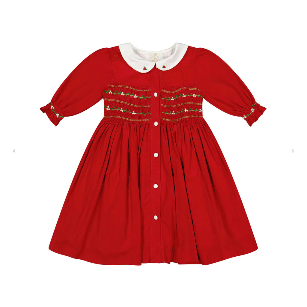 Olympe Red Holiday Smocked Dress