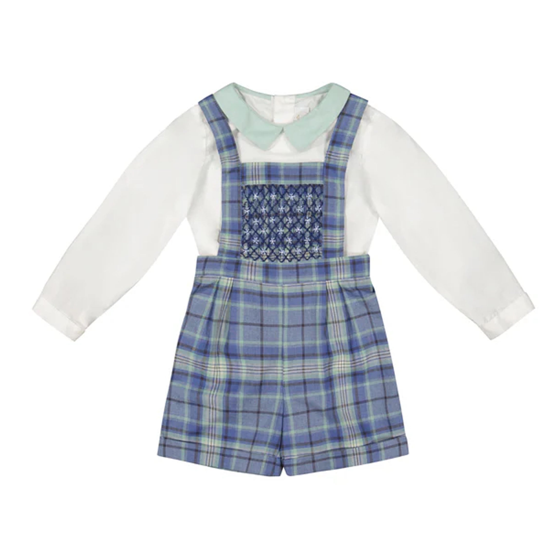 George Blue Tartan Overalls and Shirt