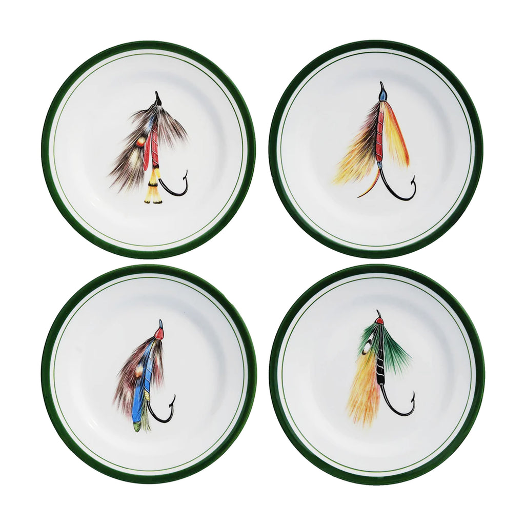 Fish Hook Dinner Plates in Multi, Set of 4