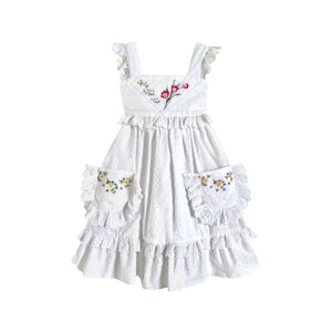Heirloom Handkerchief Dress in Pink Tulips & Daisies, 4T