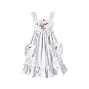 Heirloom Handkerchief Dress in Pink Hibiscus & Snowdrops, 10Y