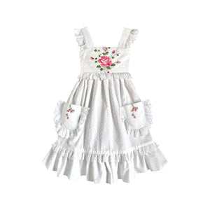 Heirloom Handkerchief Dress in Pink Roses & Rosebuds, 6Y