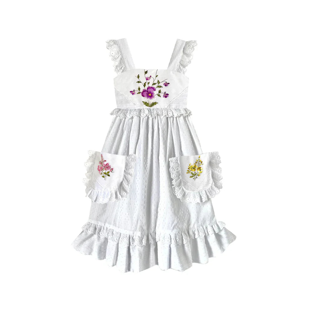Heirloom Handkerchief Dress in Multicolored Flower Garden, 10Y