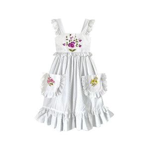 Heirloom Handkerchief Dress in Multicolored Flower Garden, 10Y