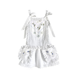 Heirloom Handkerchief Drop-Waist Dress in Pastel Blue Flower Garden, 6Y