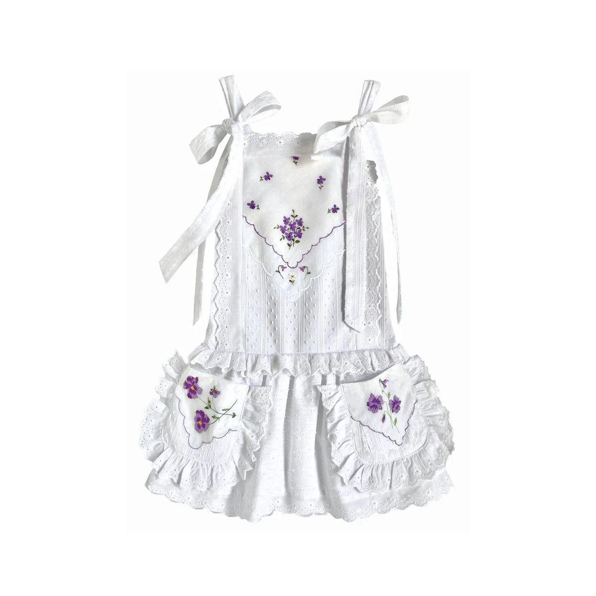 Heirloom Handkerchief Drop-Waist Dress in Dainty Purple Flowers, 6Y