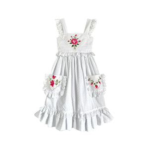 Heirloom Handkerchief Dress in Pink & Red Roses, 10Y