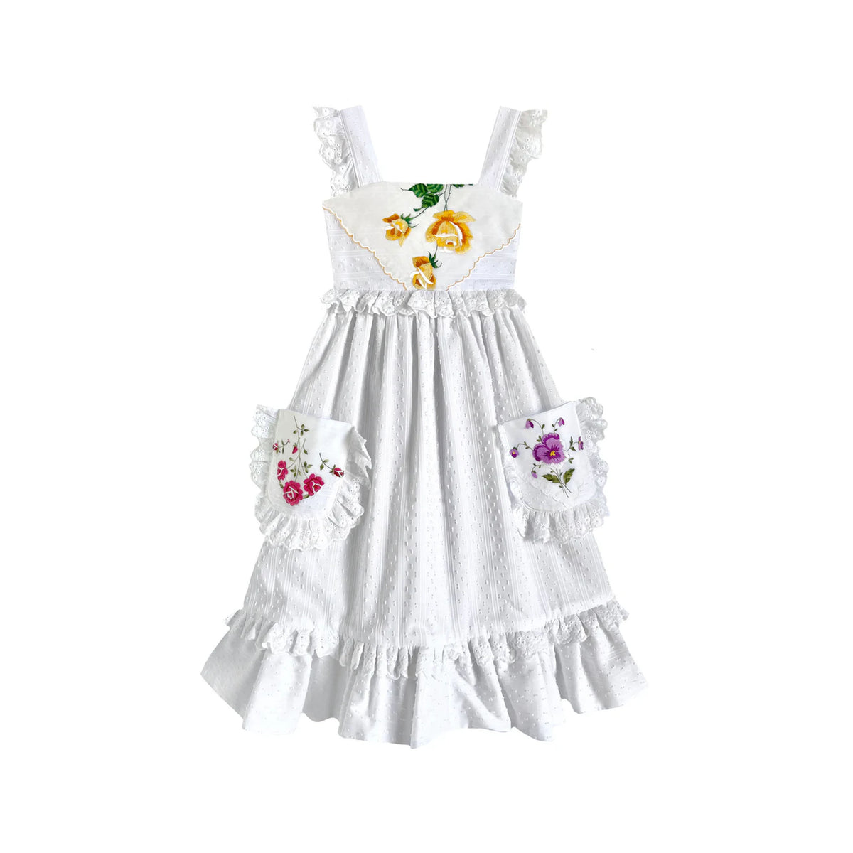 Heirloom Handkerchief Dress in Golden Yellow Roses, 10Y