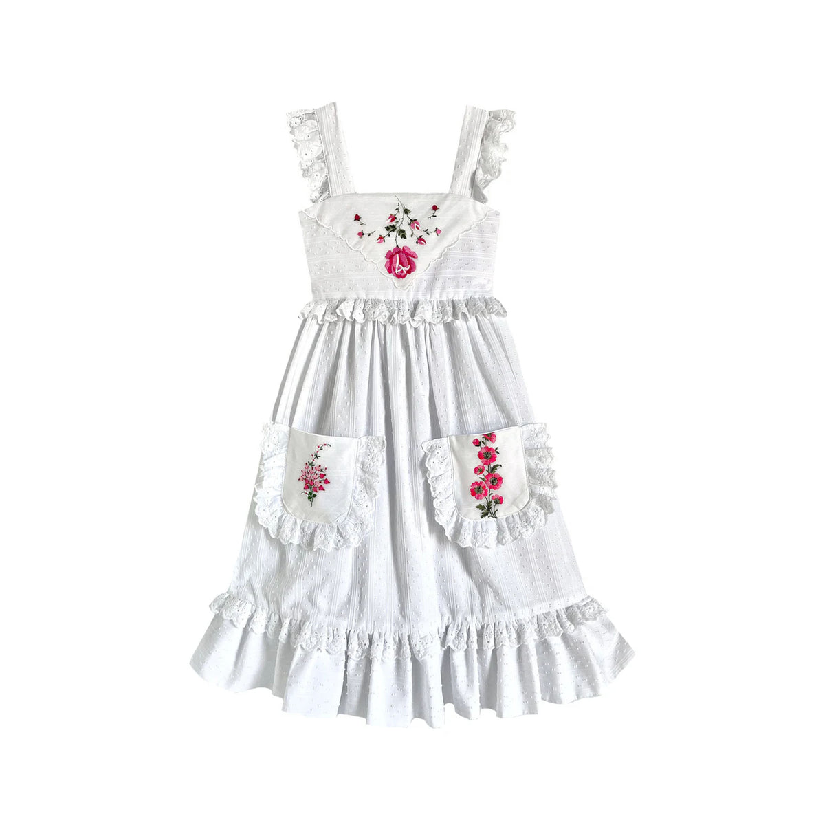 Heirloom Handkerchief Dress in Hot Pink Rose, 12Y