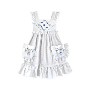 Heirloom Handkerchief Dress in Blue Bows & Flowers, 4T