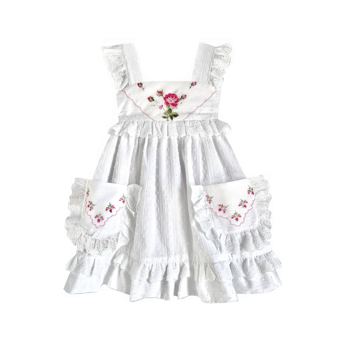Heirloom Handkerchief Dress in Hot Pink Rose, 2T