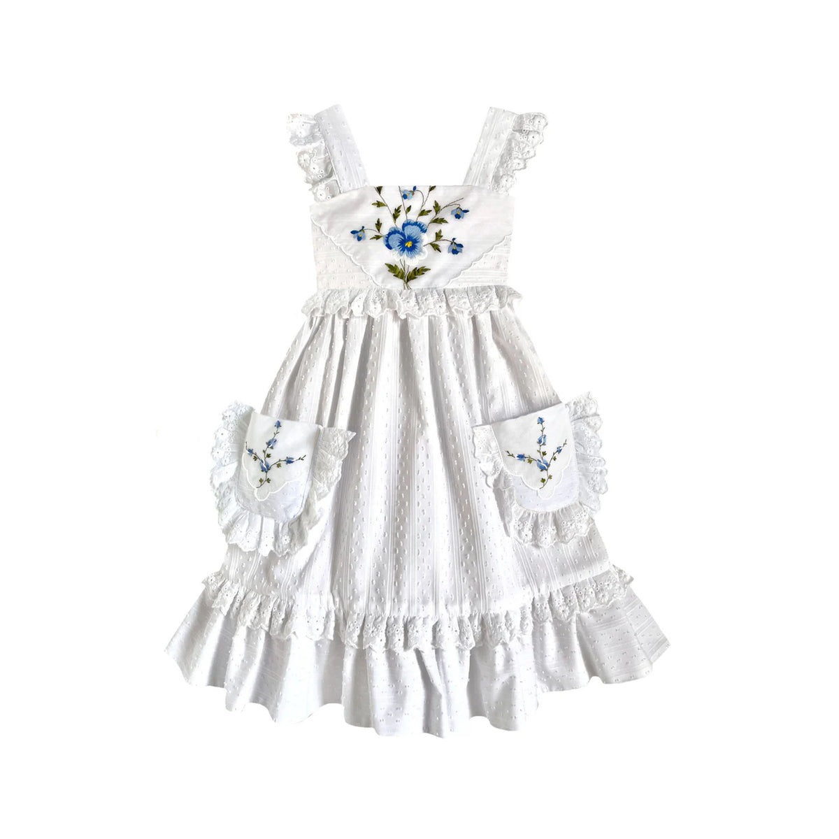Heirloom Handkerchief Dress in Celestial Blue Pansy, 6Y