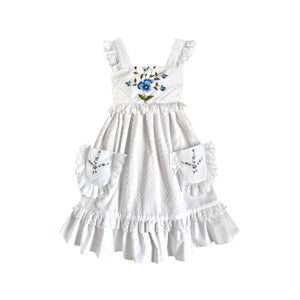Heirloom Handkerchief Dress in Celestial Blue Pansy, 6Y