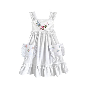 Heirloom Handkerchief Dress in Pink & Blue Tossed Flowers, 6Y