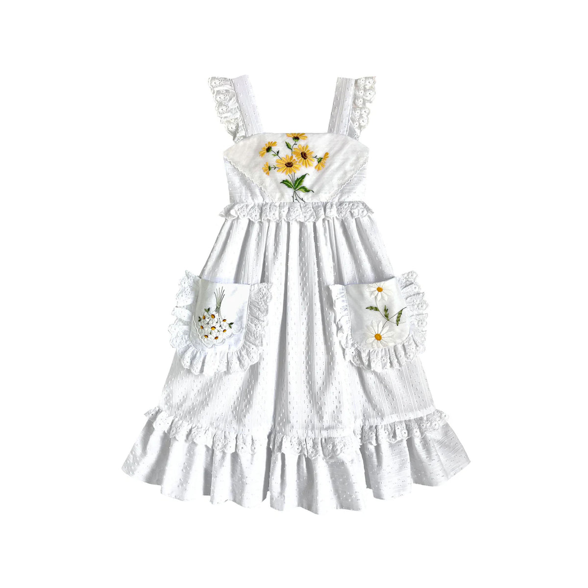 Heirloom Handkerchief Dress in Provençal Sunflowers & Daises, 8Y