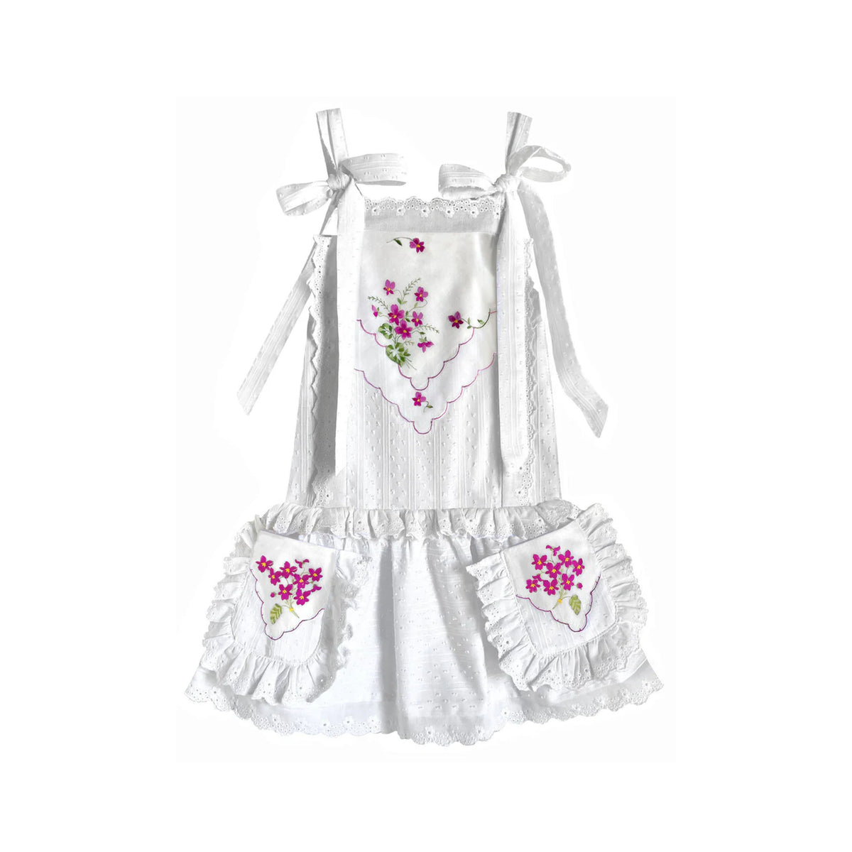 Heirloom Handkerchief Drop-Waist Dress in Wild Magenta Flowers, 6Y