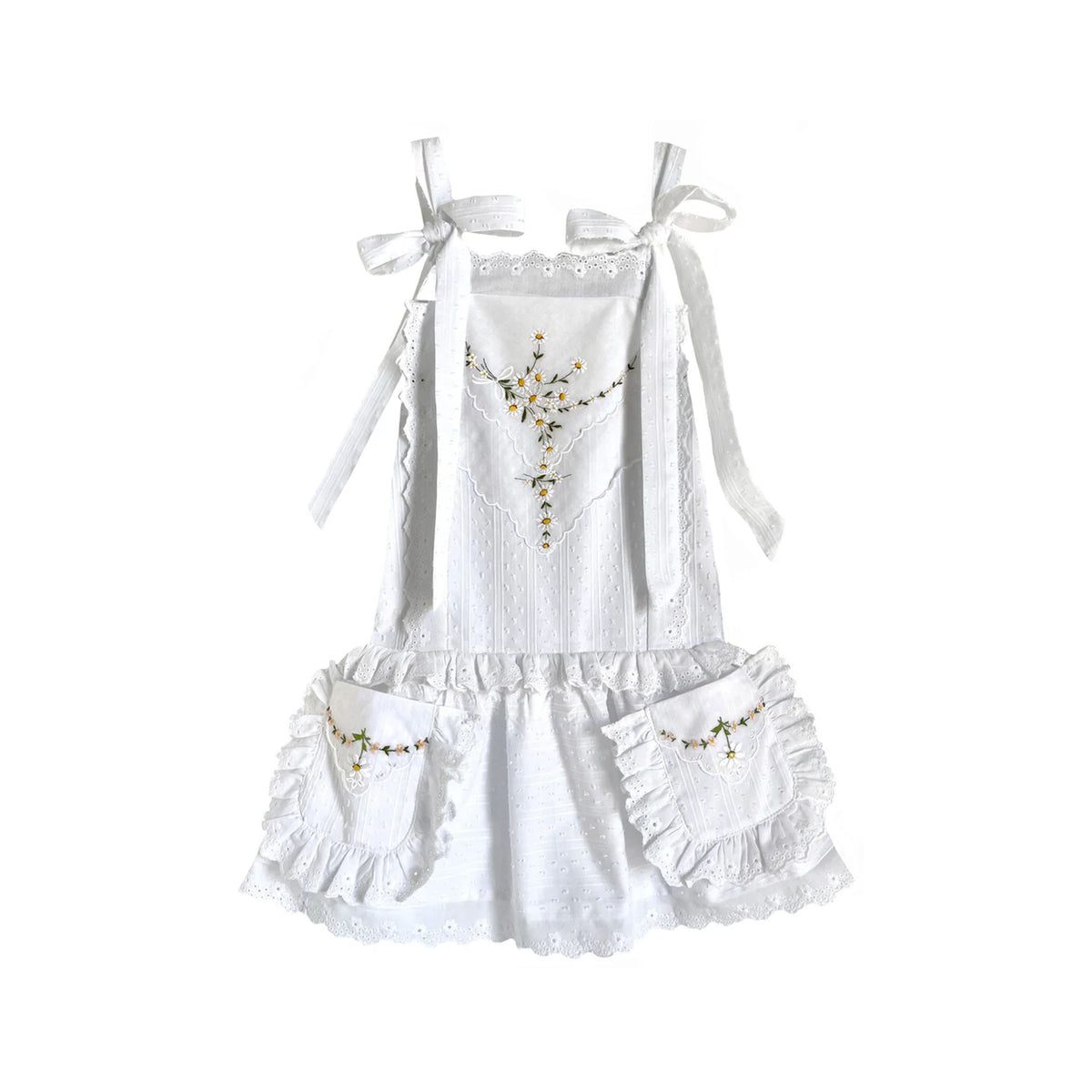 Heirloom Handkerchief Drop-Waist Dress in Delicate Daisy Chain, 6Y