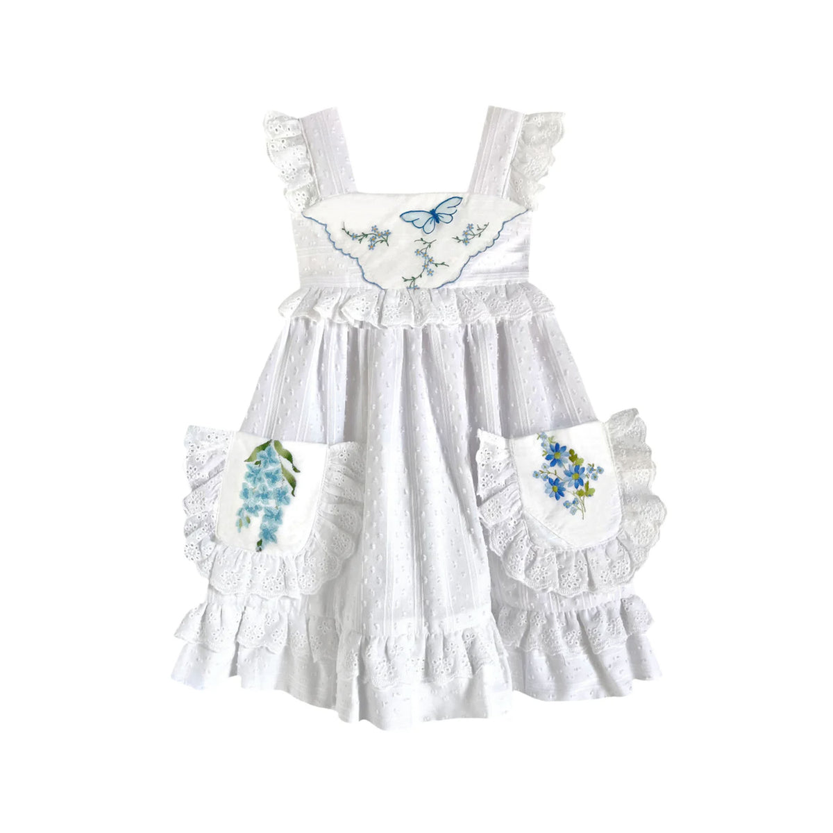 Heirloom Handkerchief Dress in Floating Blue Butterfly, 2T