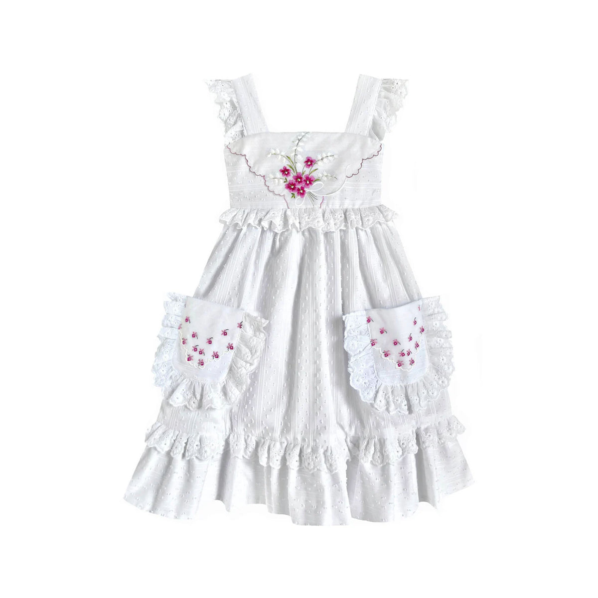 Heirloom Handkerchief Dress in Orchids & Snowdrops, 4T