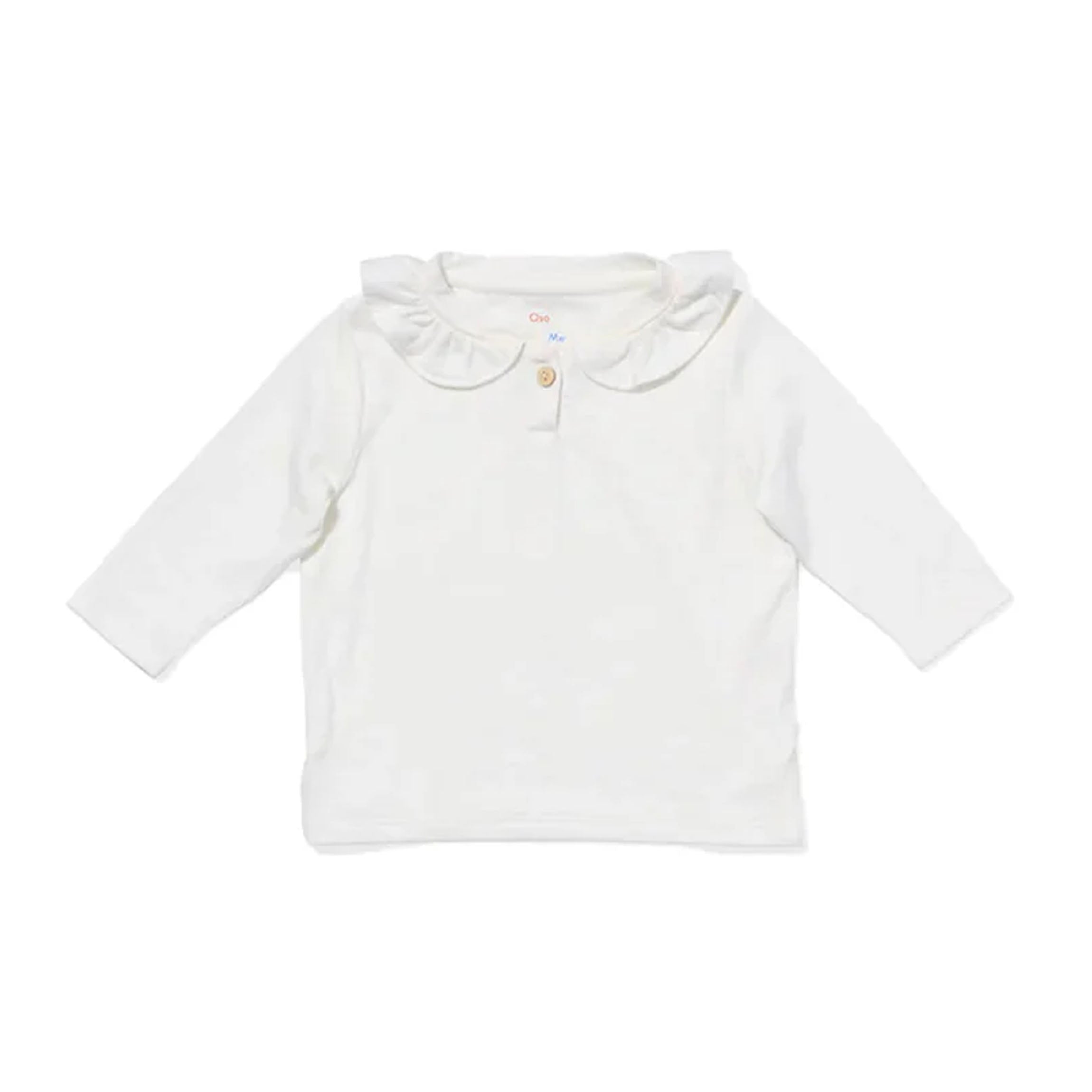 Hen Baby Shirt in Vanilla Piping