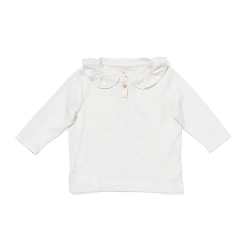 Hen Baby Shirt in Vanilla Piping