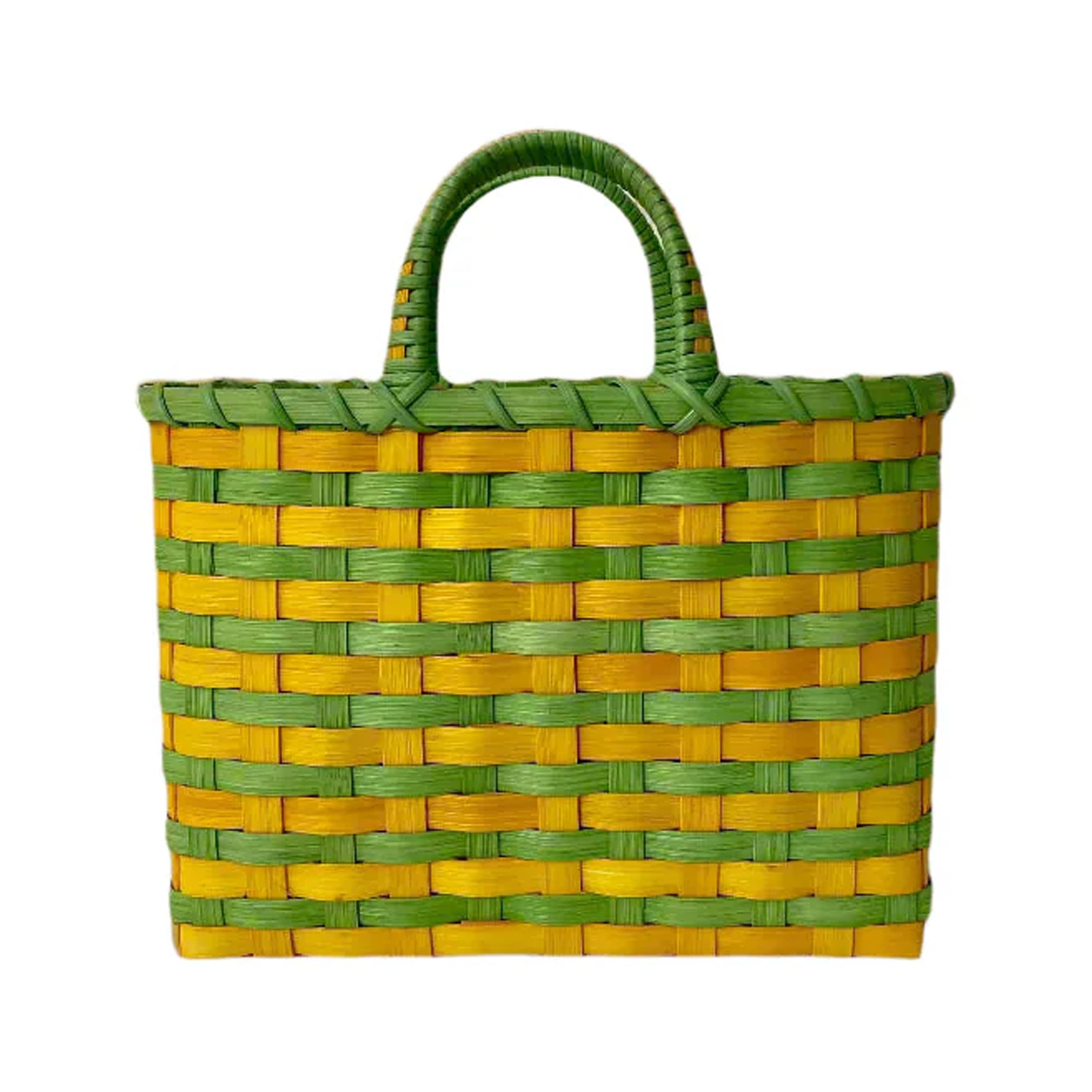 Retro-Travel Tote in Chartreuse & Golden Yellow