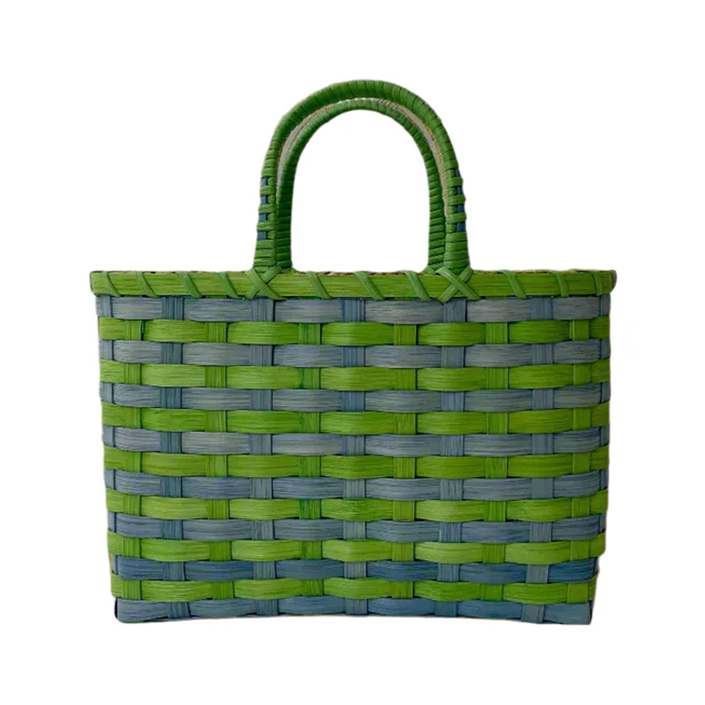 Retro-Travel Tote in Kelly Green & Vintage Blue
