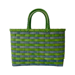 Retro-Travel Tote in Kelly Green & Vintage Blue