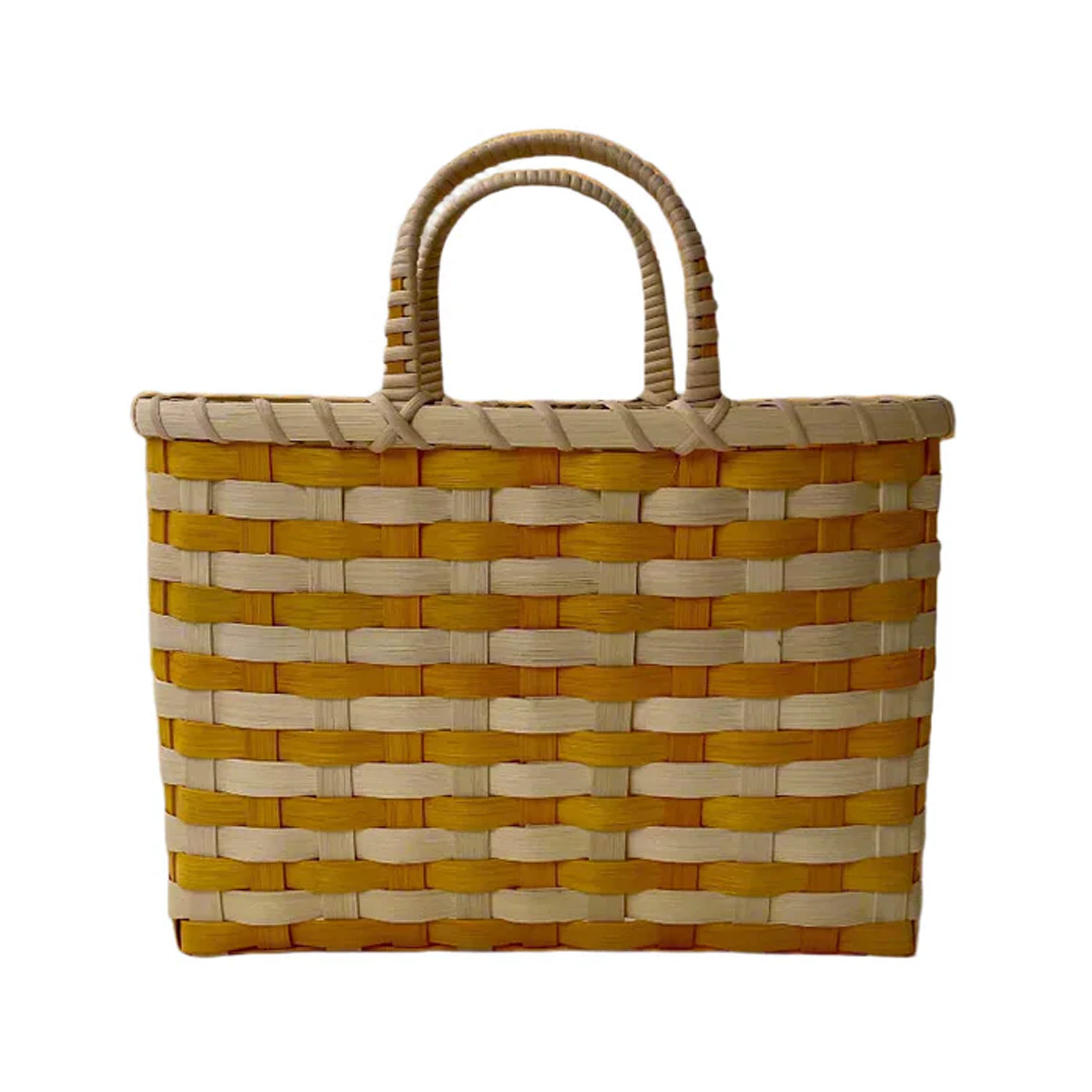 Retro-Travel Tote in Natural & Yellow