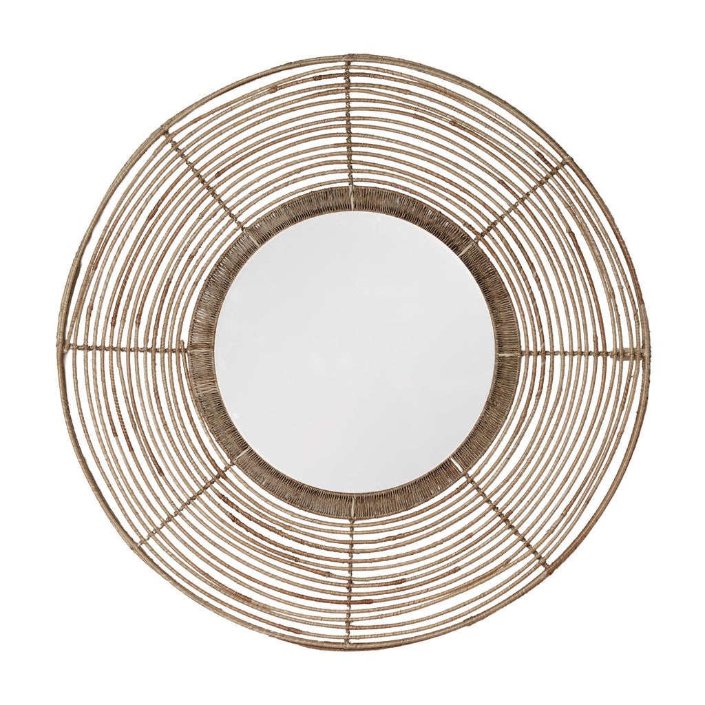 Beehive Jute Round Mirror