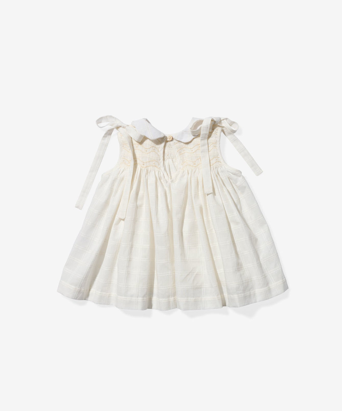 Olive Baby Dress in Cream Windowpane