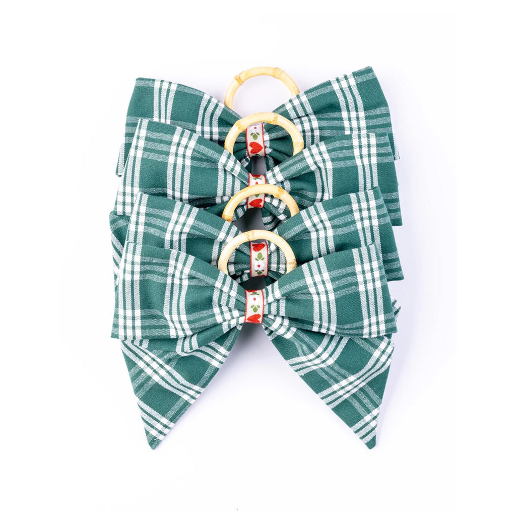 Olive Grove Plaid Napkin Rings in Green, Set of 4