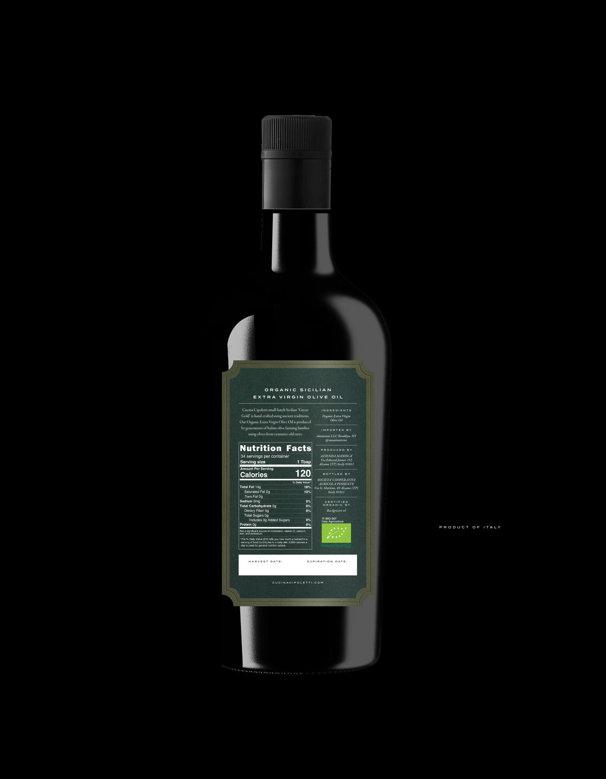 Organic Extra Virgin Olive Oil Bottle