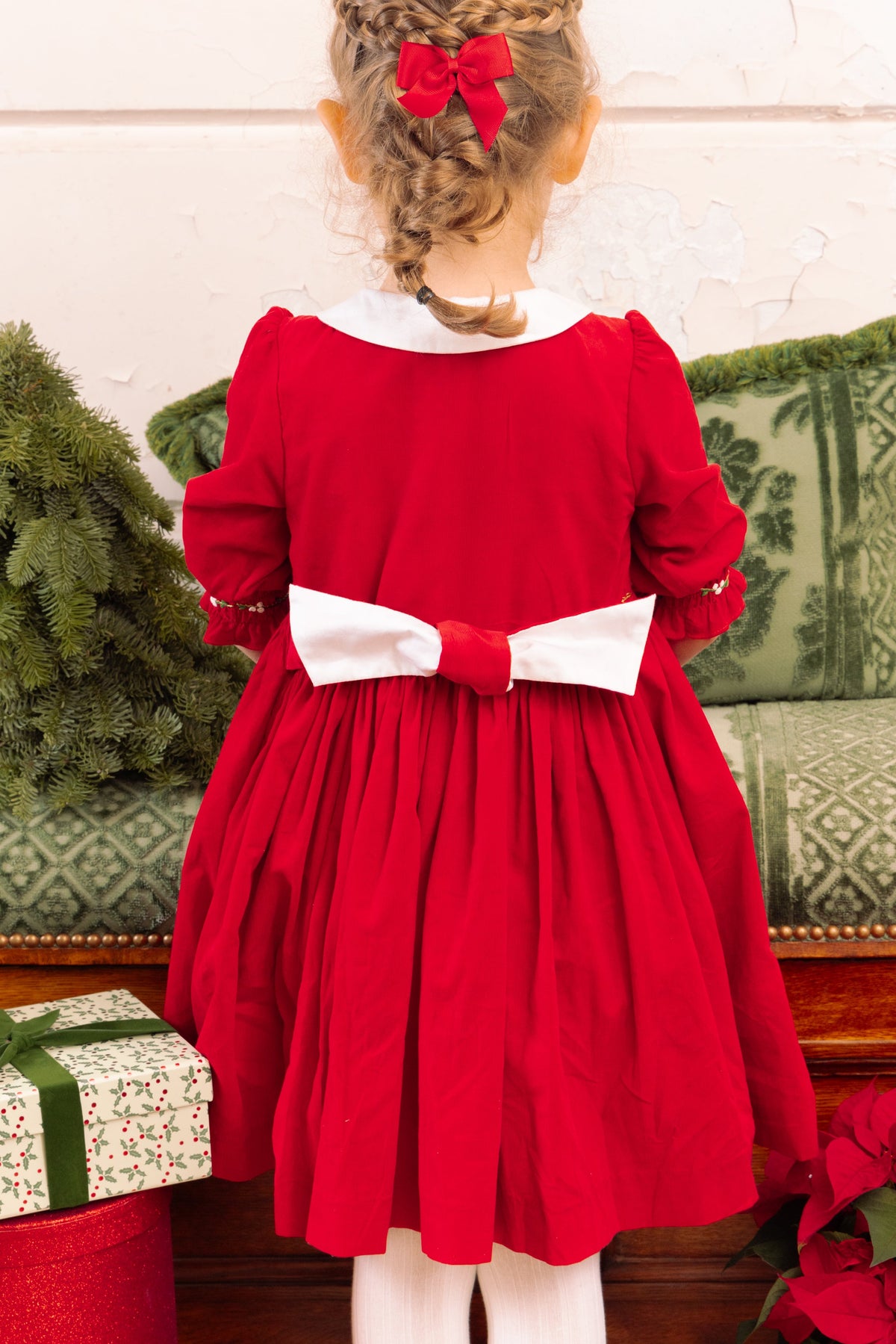 Olympe Red Holiday Smocked Dress