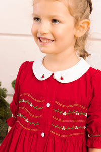 Olympe Red Holiday Smocked Dress