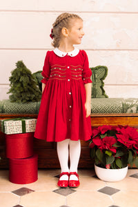 Olympe Red Holiday Smocked Dress