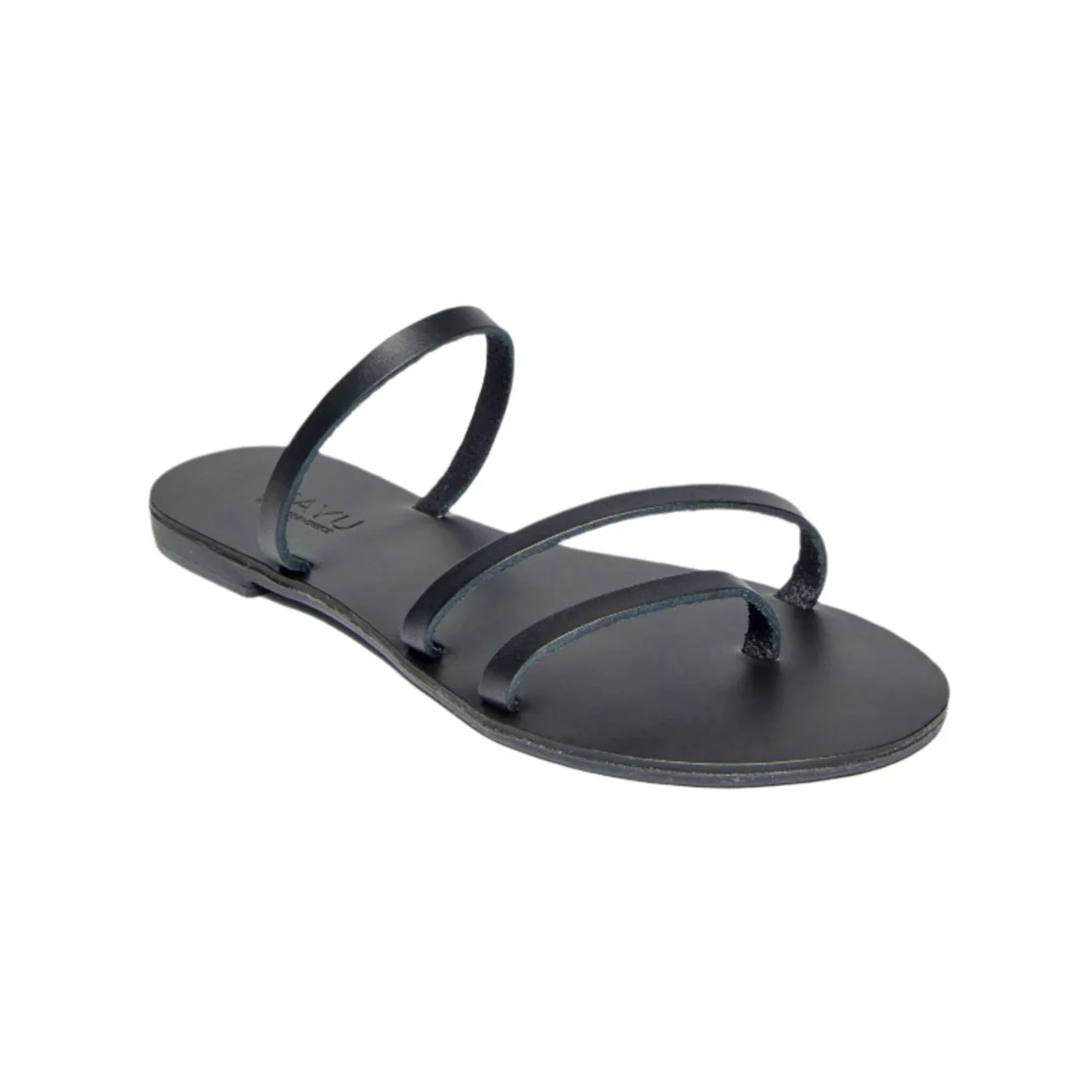 Olympia Vegetable Tanned Leather Sandal in Black