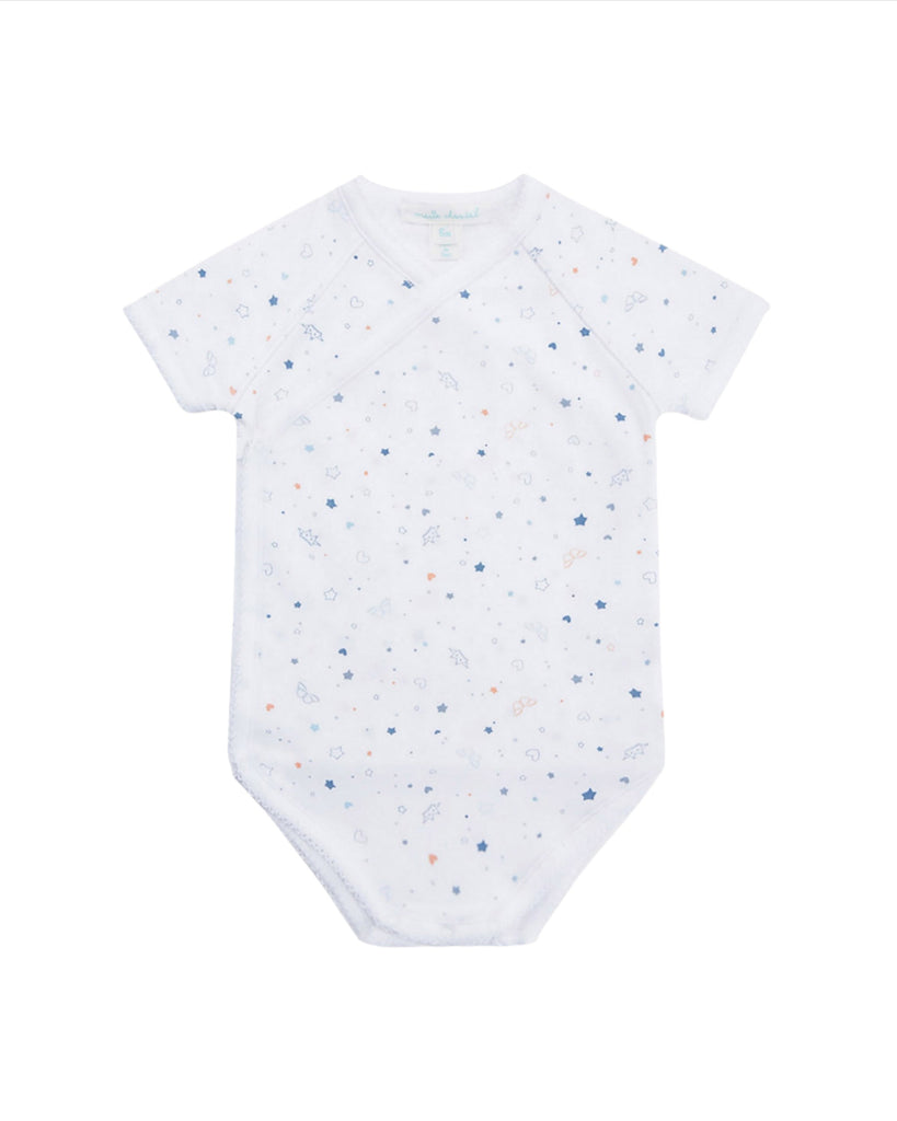 Star & Crown Pima Cotton Wrap Onesie in Blue