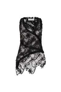 Lace Patchwork Top in Black