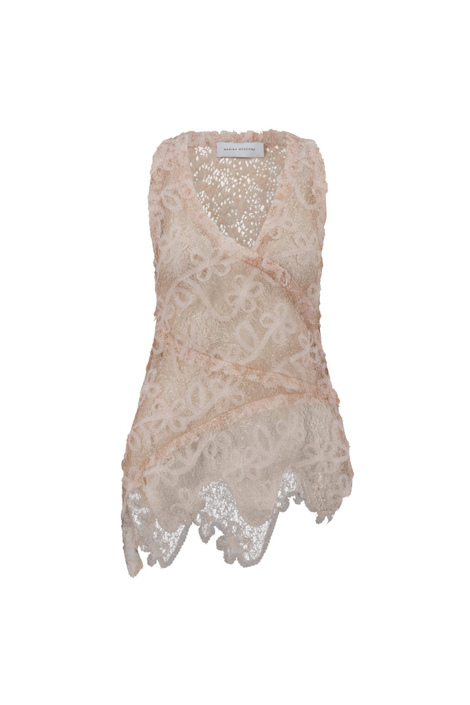 Lace Patchwork Top in Nude