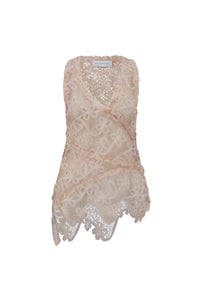 Lace Patchwork Top in Nude