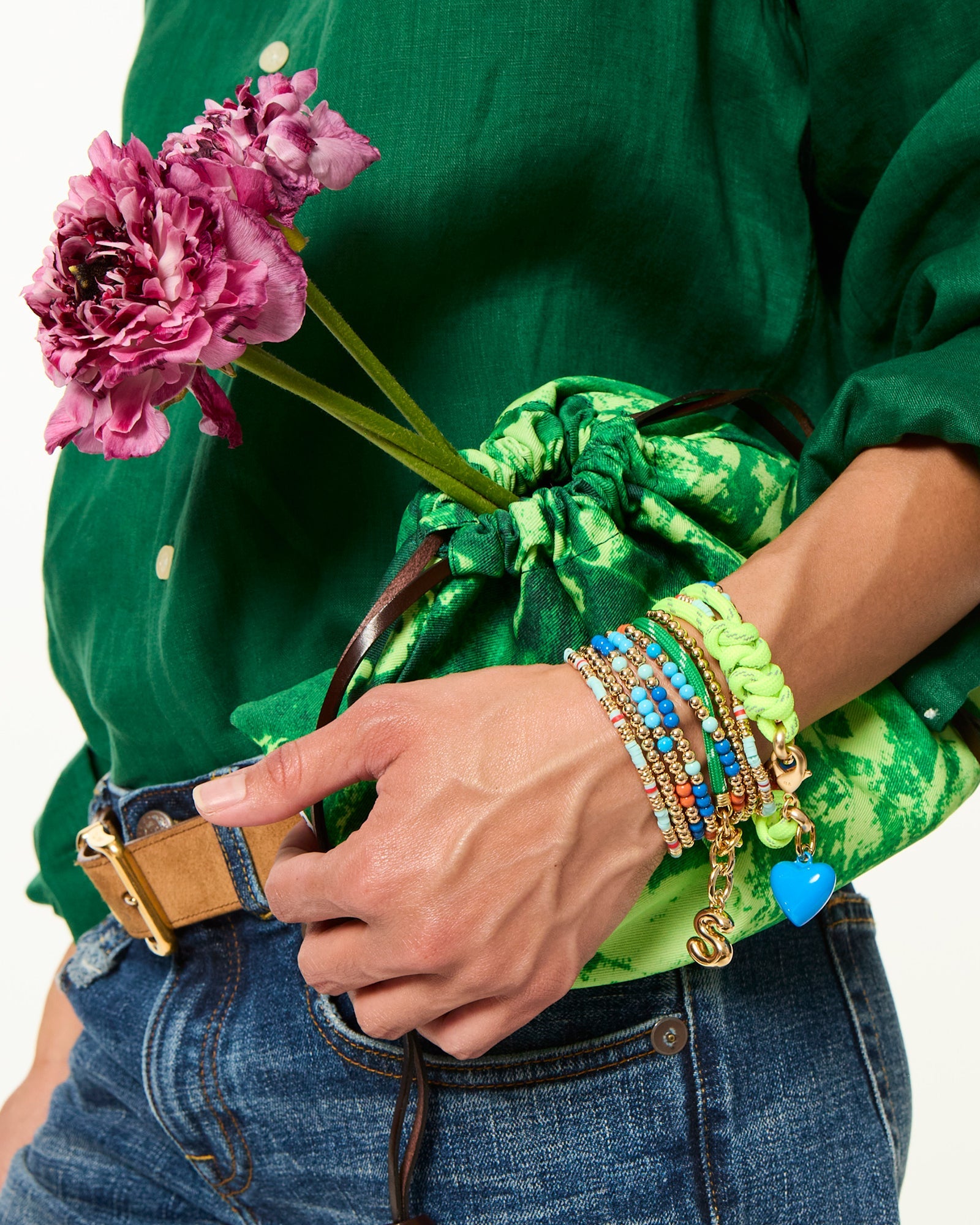 The Super Size Happy Cord Bracelet in Green