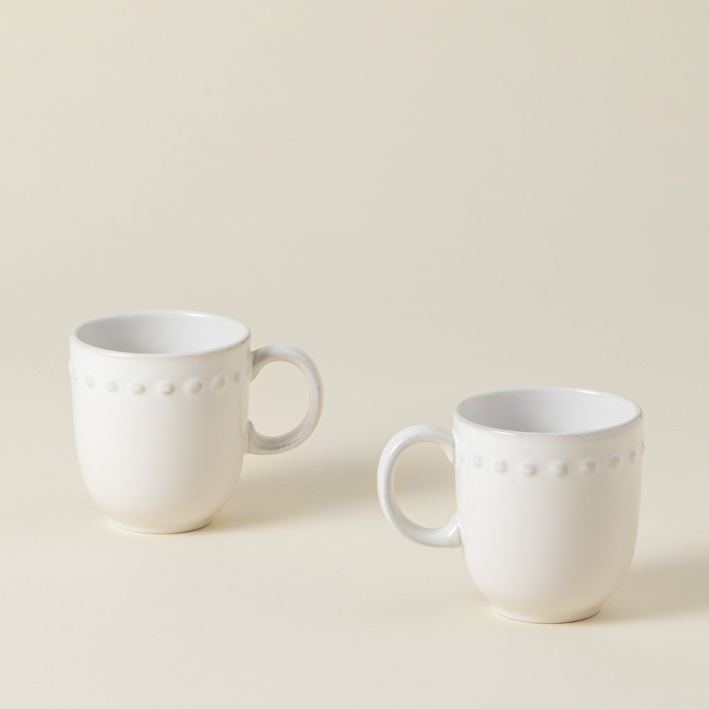 Pearl Collection Mugs in White, Set of 6